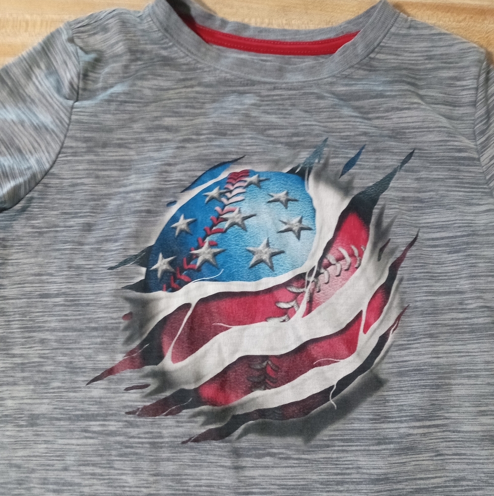 Gray Baseball Graphic Kids Shirt Size S